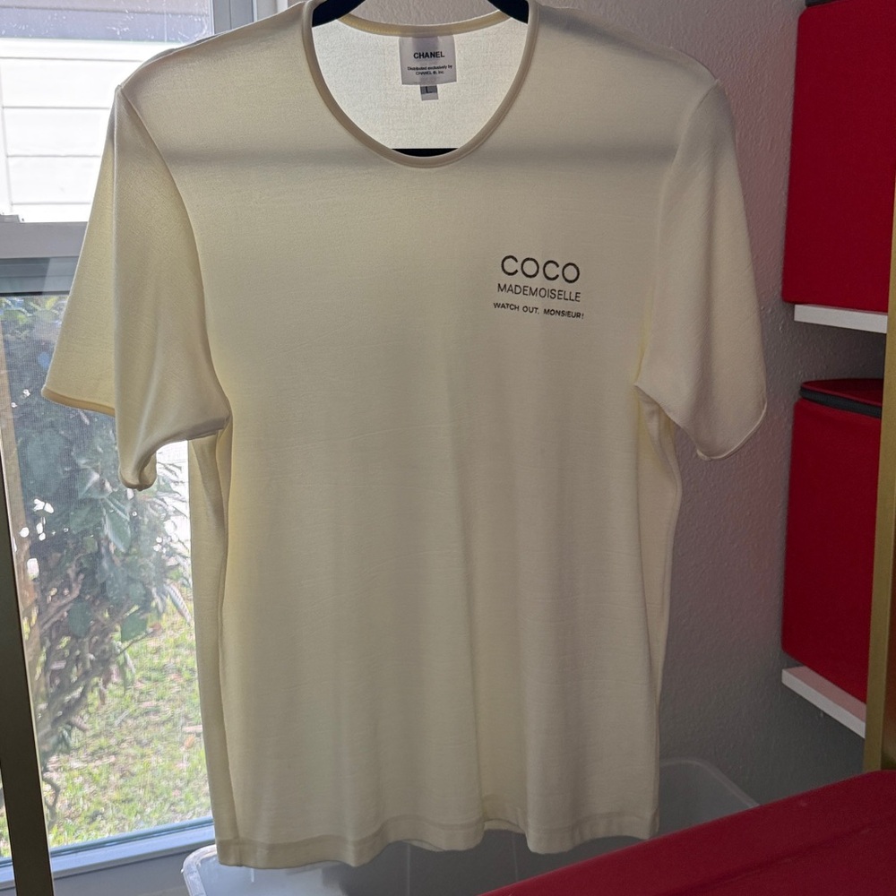 Chanel Coco Employee Sheer Shirt Top short sleeve size large - Picture 12 of 15